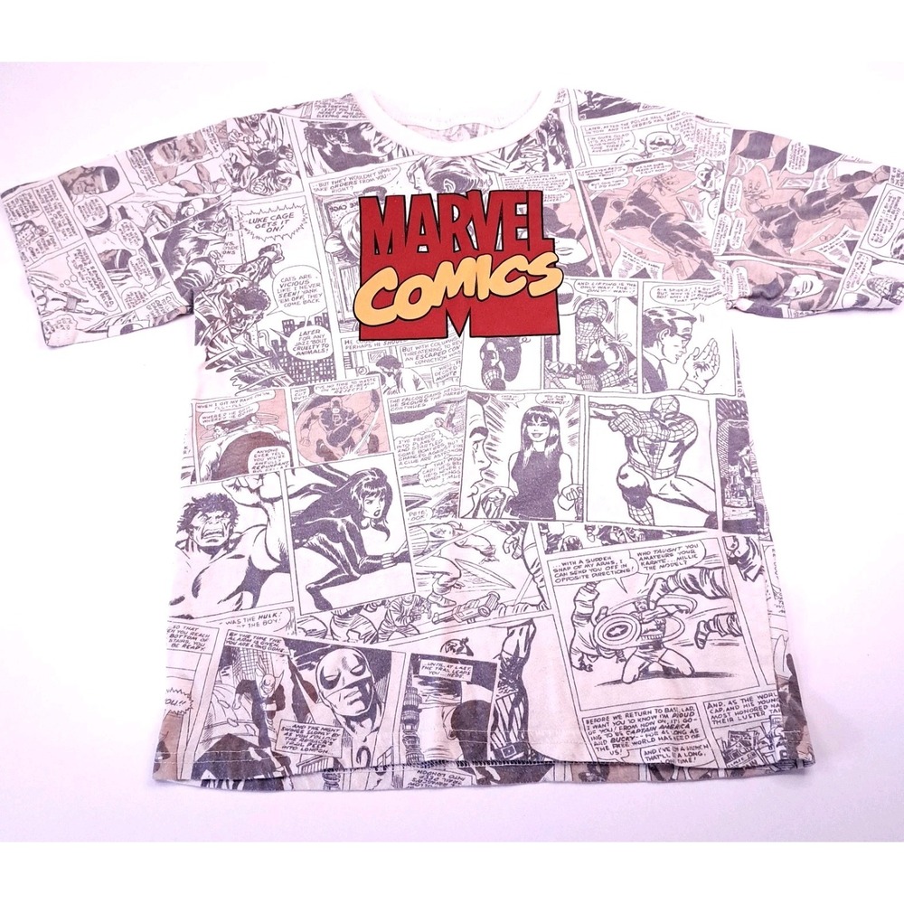 Marvel Comics All Over Print AOP T-shirt Youth Medium‎
